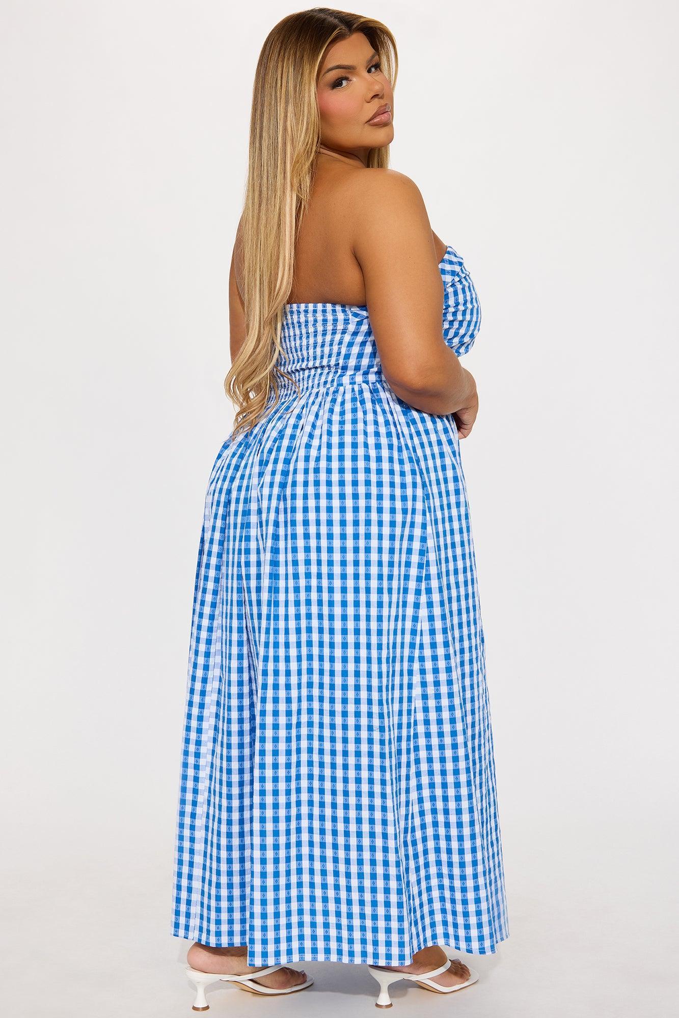 Dorie Gingham Midi Dress - Blue Product Image