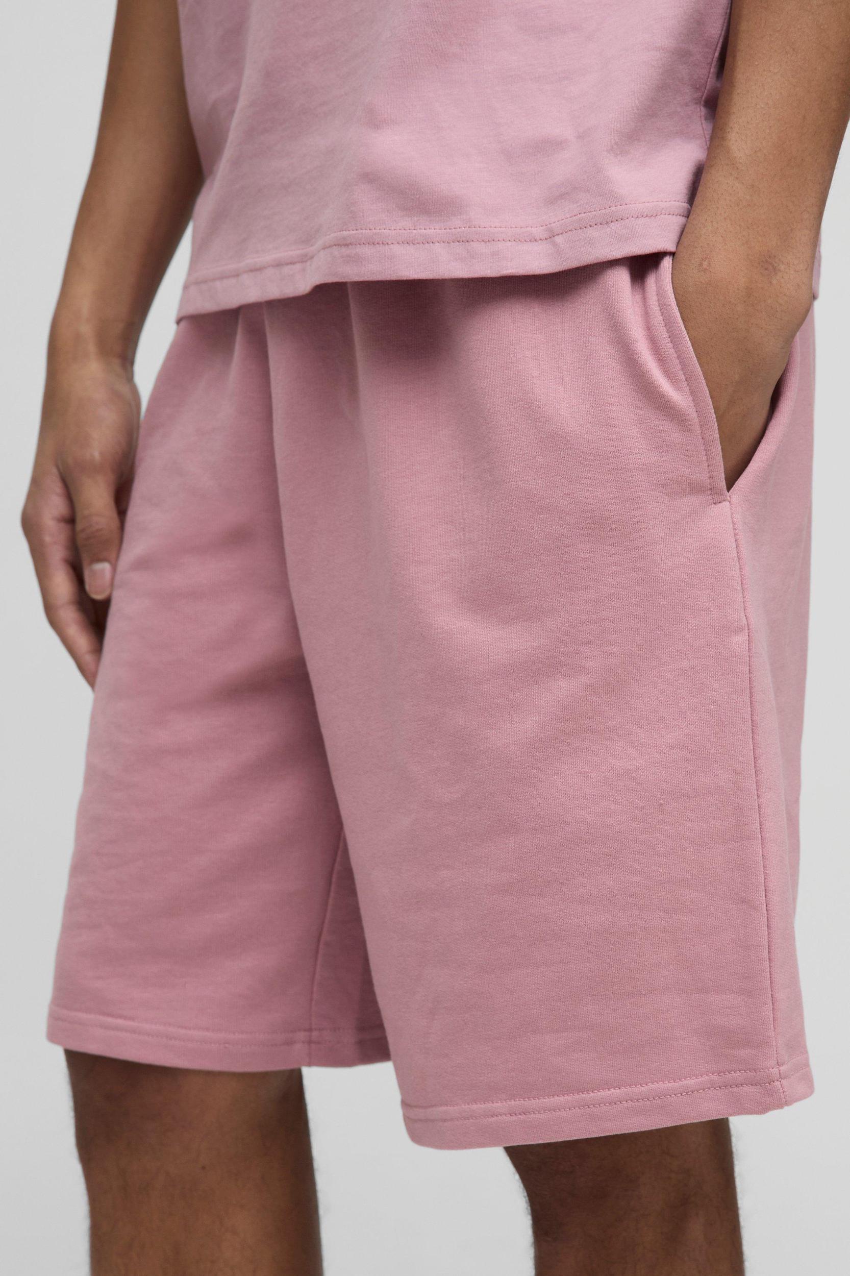 260GSM Loopback Basic Oversized Mid Length Short | boohooMAN USA Product Image