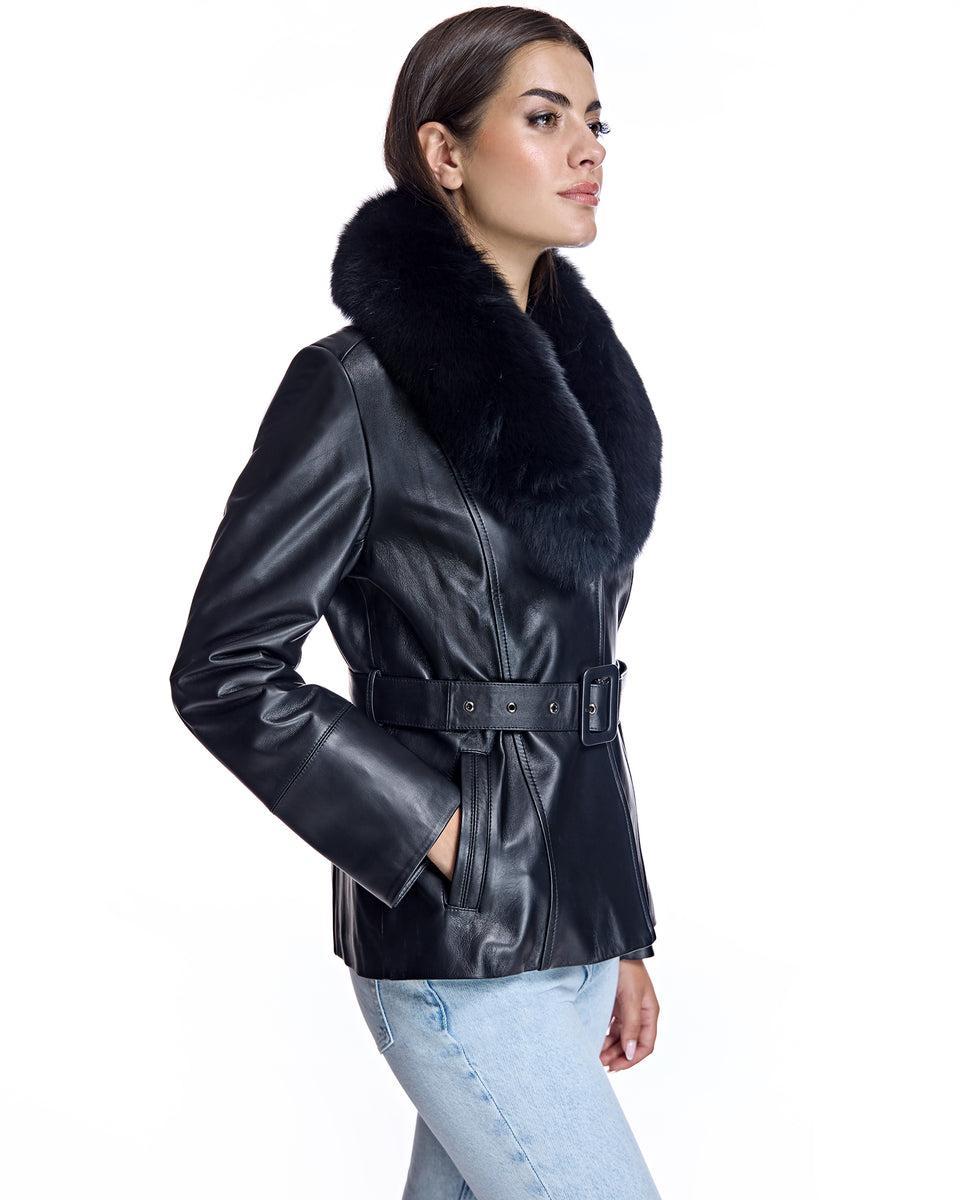 Maximilian Fur-Trimmed Leather Jacket Product Image
