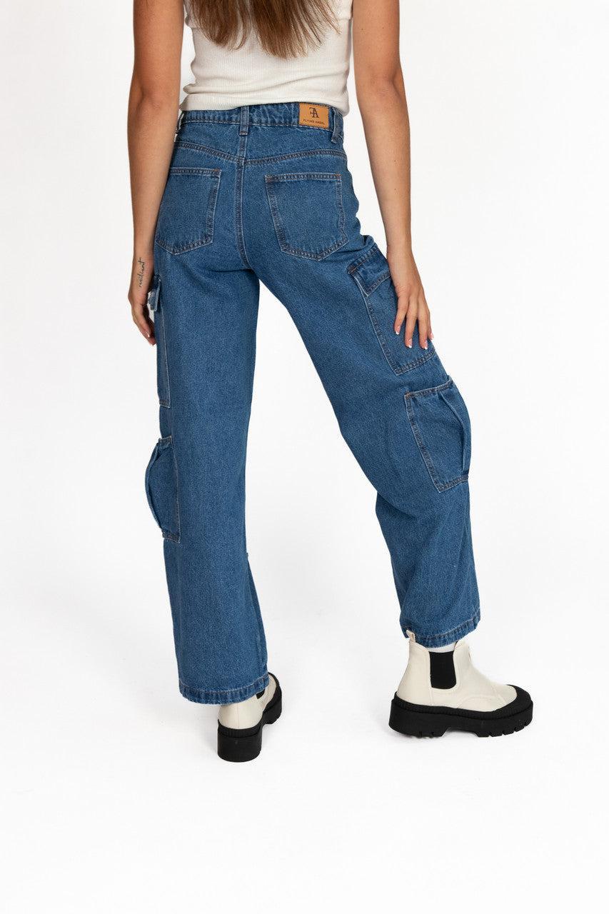 Distressed Double Cargo Jeans Product Image