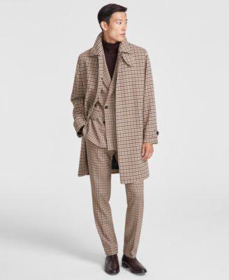 HUGO BOSS Men's Boss X Russell Athletic Dejam Houndstooth Coat | Size 48 | 50464120262 Color Multiplecolors In Dark Brown Product Image