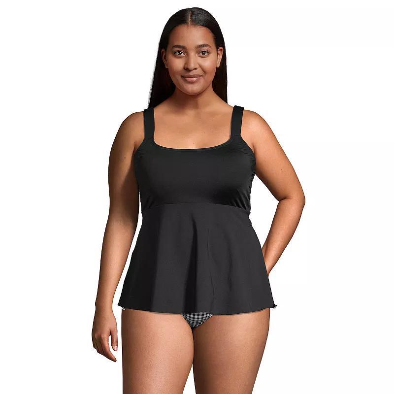 Plus Size Lands End Flutter Empire Waist Comfort Strap Tankini Swimsuit Top, Womens Product Image