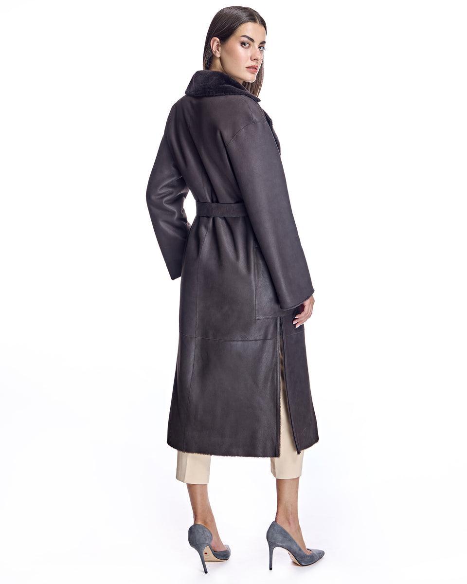 Belted Shearling Lamb Coat Product Image