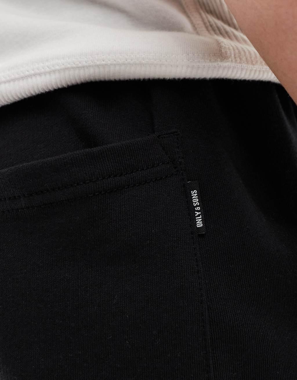 ONLY & SONS loose fit sweat short in black Product Image