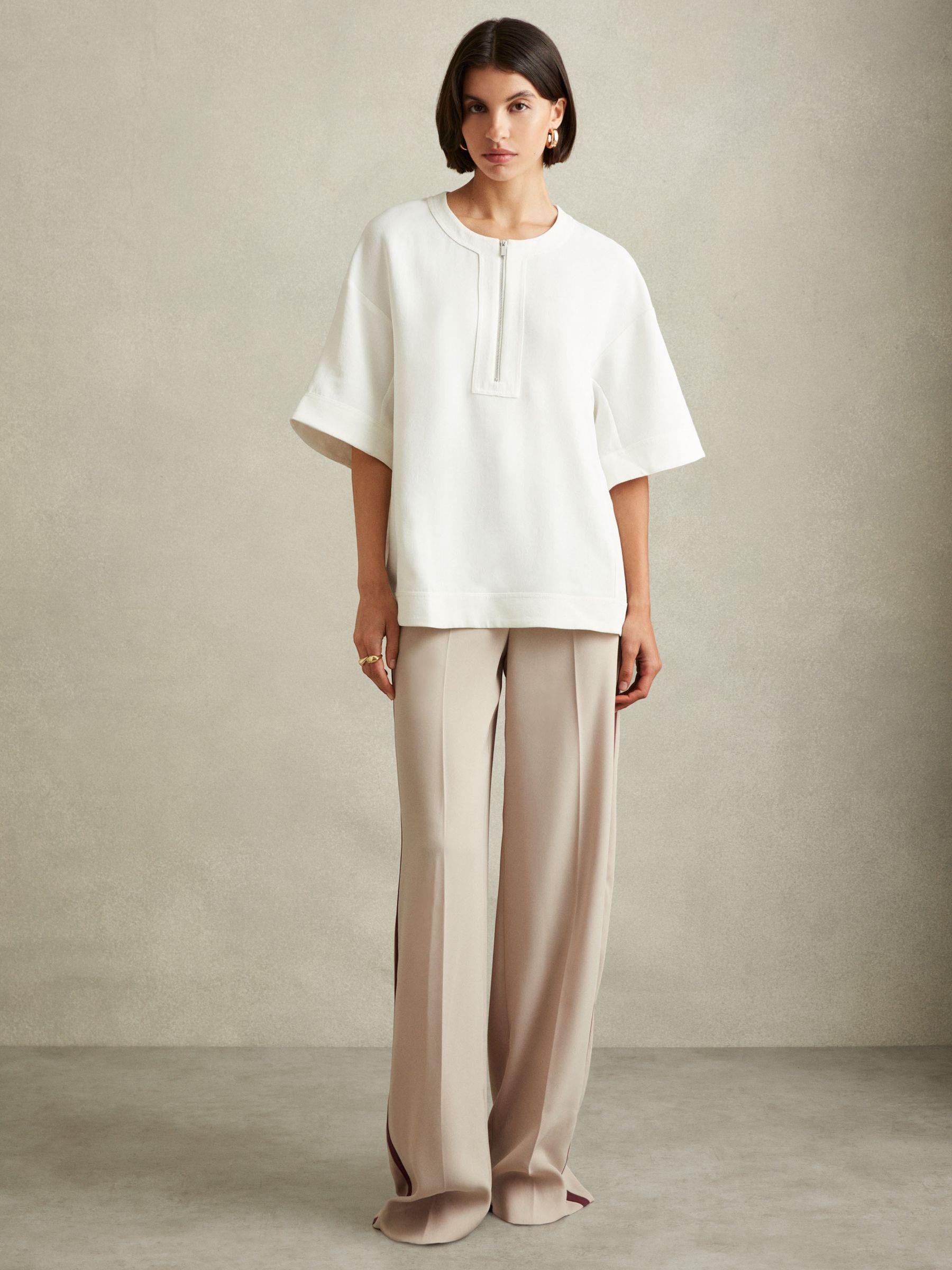 Relaxed Half-Zip T-Shirt in Ivory Product Image