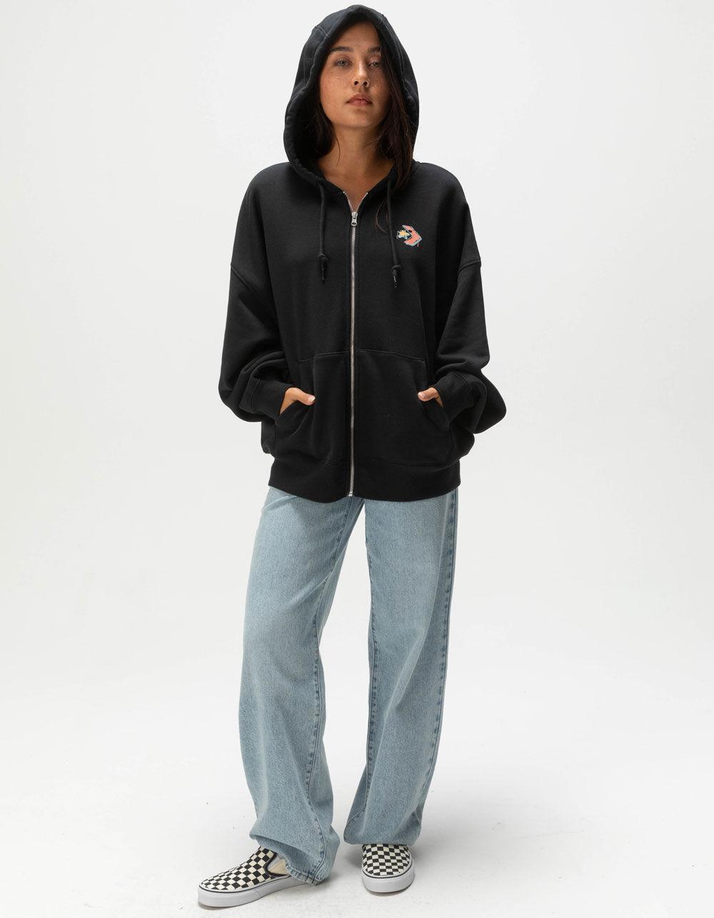 CONVERSE Graphic Womens Oversized Zip-Up Hoodie Product Image