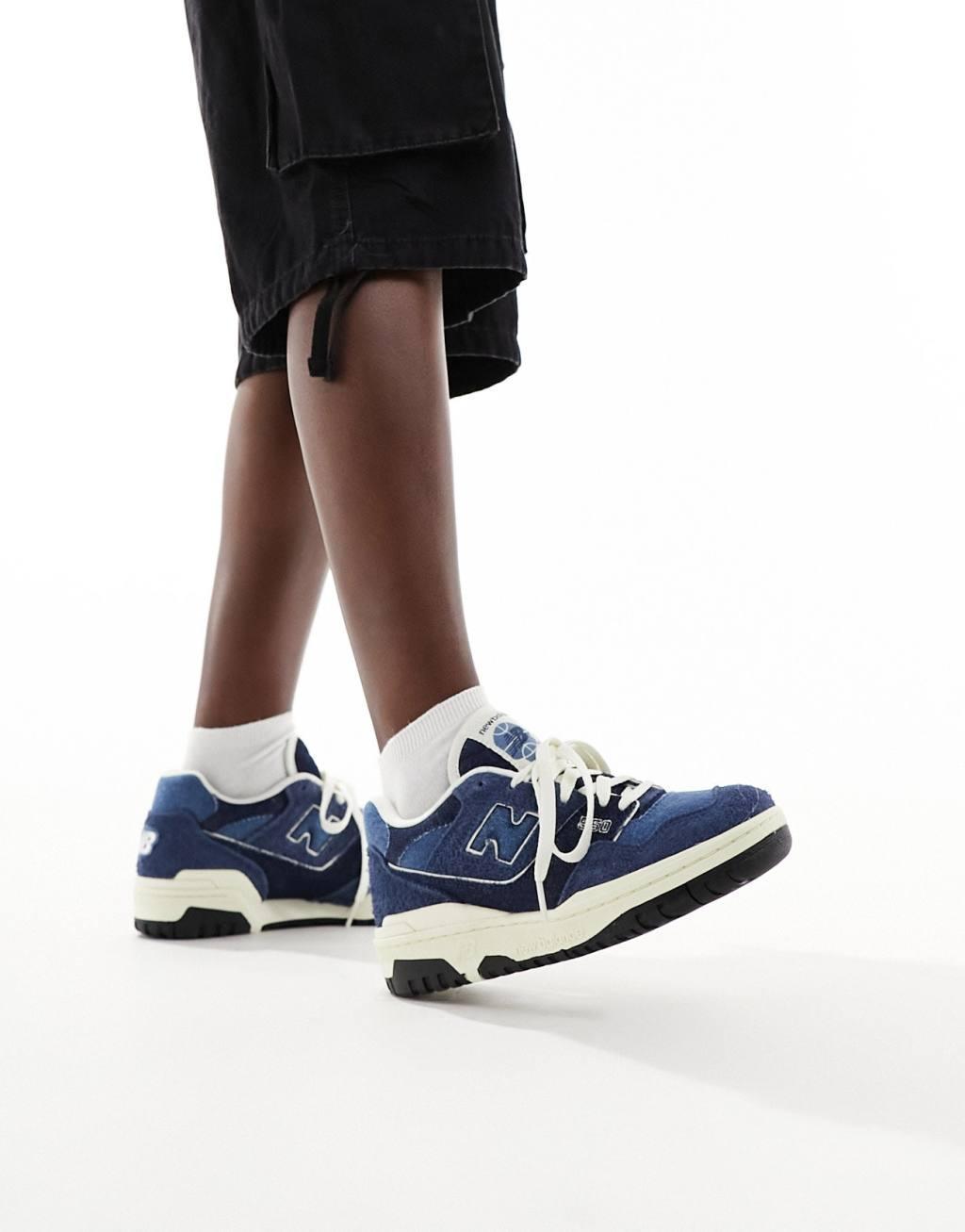 New Balance 550 rubber sole sneakers in denim blue with white detail Product Image