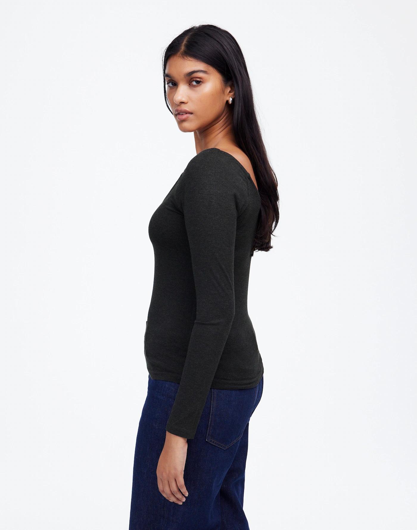 Jersey V-Neck Long-Sleeve Top Product Image