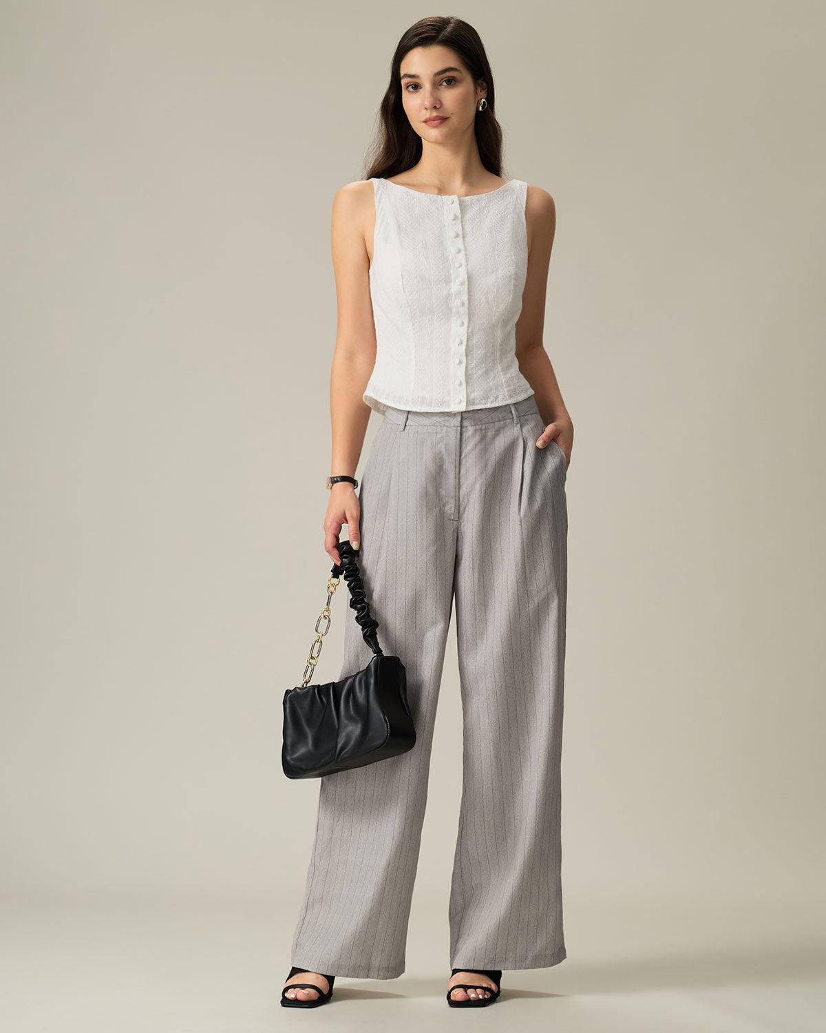 Khaki Striped Pocket Pants Product Image