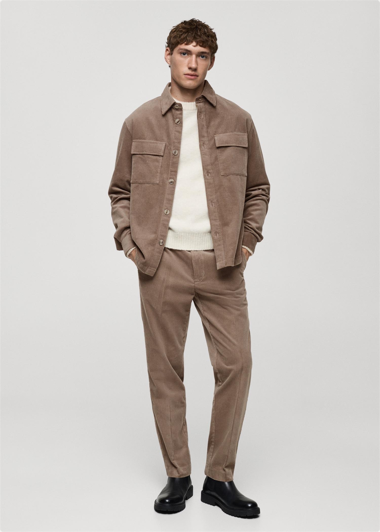 Corduroy overshirt with pockets - Men | MANGO USA Product Image