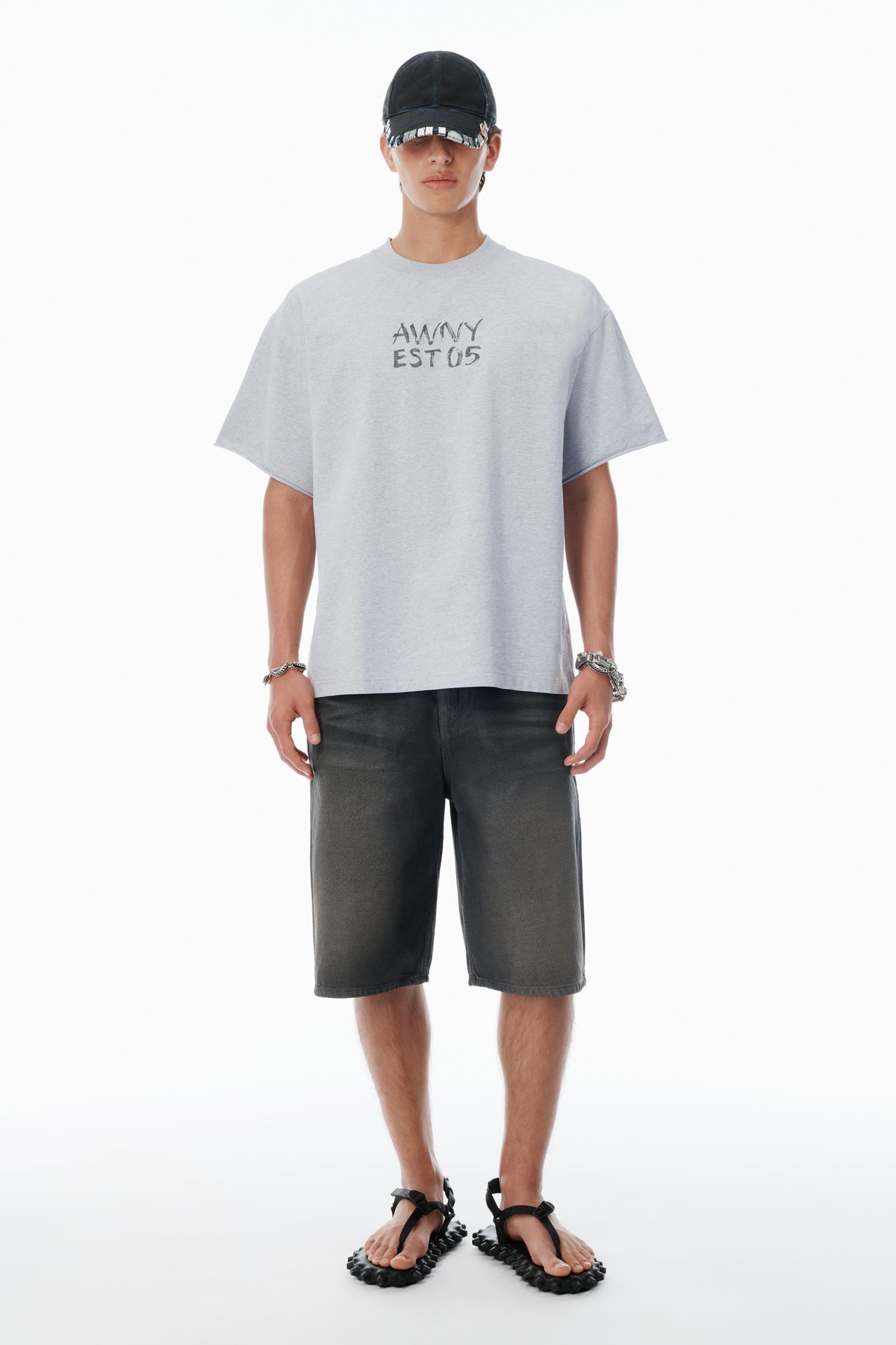 Light Grey Cotton Boxy Logo T-shirt  Product Image