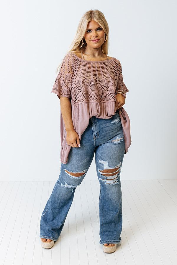 Getting Sun Crochet Shift Top In Dusty Purple Product Image