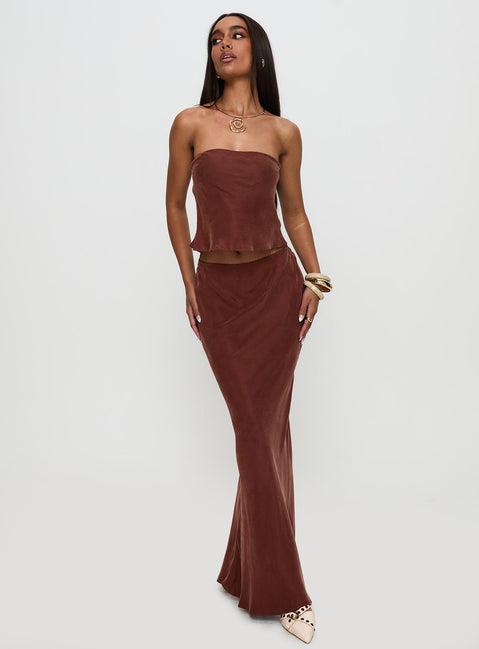 Lucelia Maxi Skirt Brown Product Image