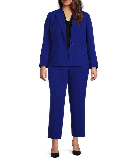Kasper Plus Size Solid Crepe Slim Straight Ankle Pants Product Image