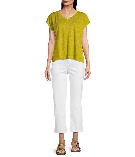 Eileen Fisher Organic Linen Jersey V-Neck Cap Sleeve Top Product Image