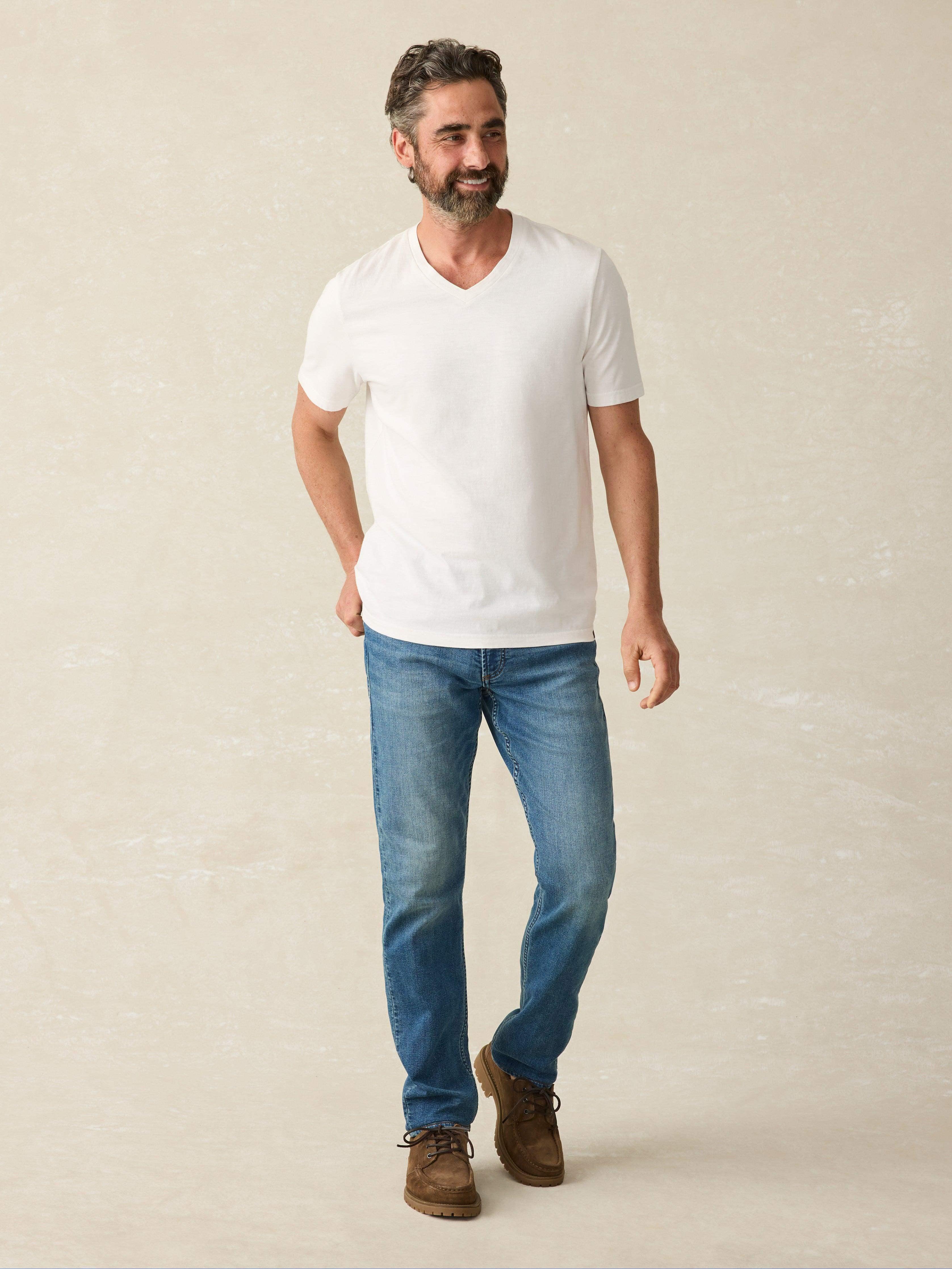 Sunwashed V-Neck Tee - White Male Product Image