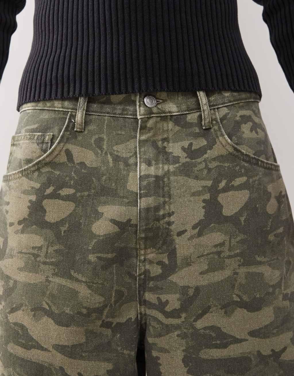 Reclaimed Vintage wide leg baggy camo print jeans Product Image