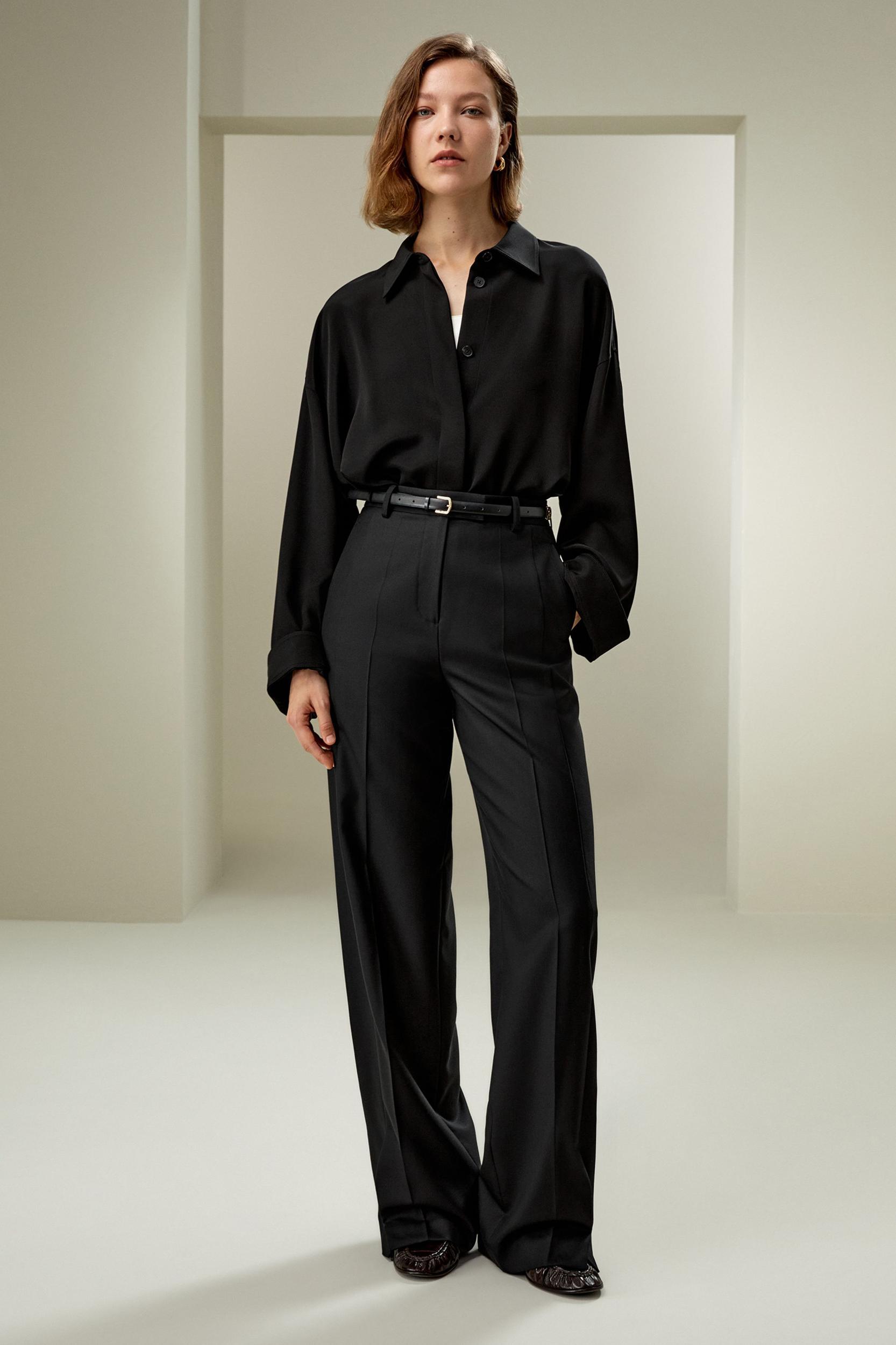 LILYSILK Women'S Wool Slacks - Black Wool Silk Blend - Ultimate Luxury Machine Washable Trousers 16 Product Image