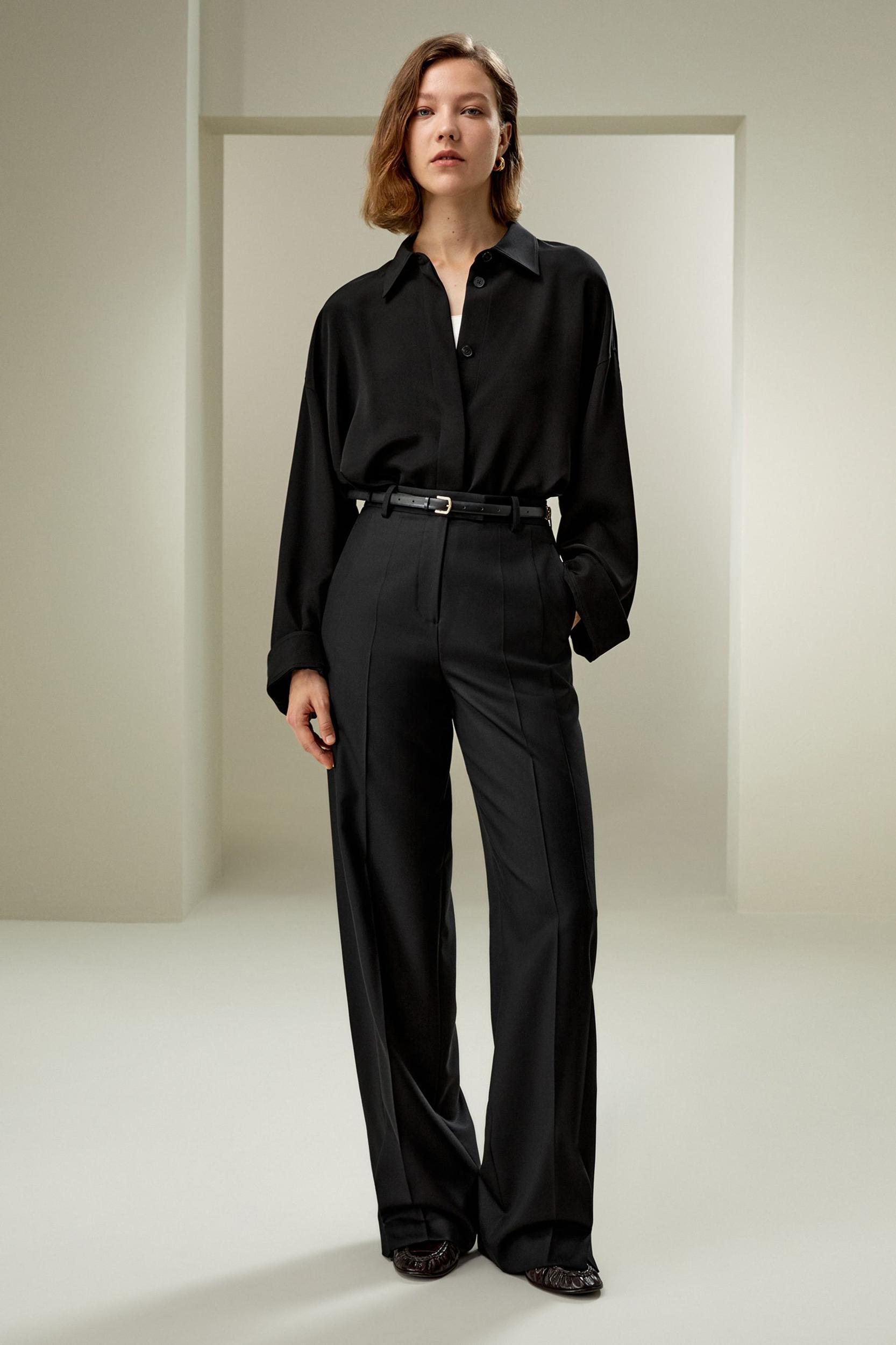 LILYSILK Women'S Wool Slacks - Black Wool Silk Blend - Ultimate Luxury Machine Washable Trousers 16 Product Image