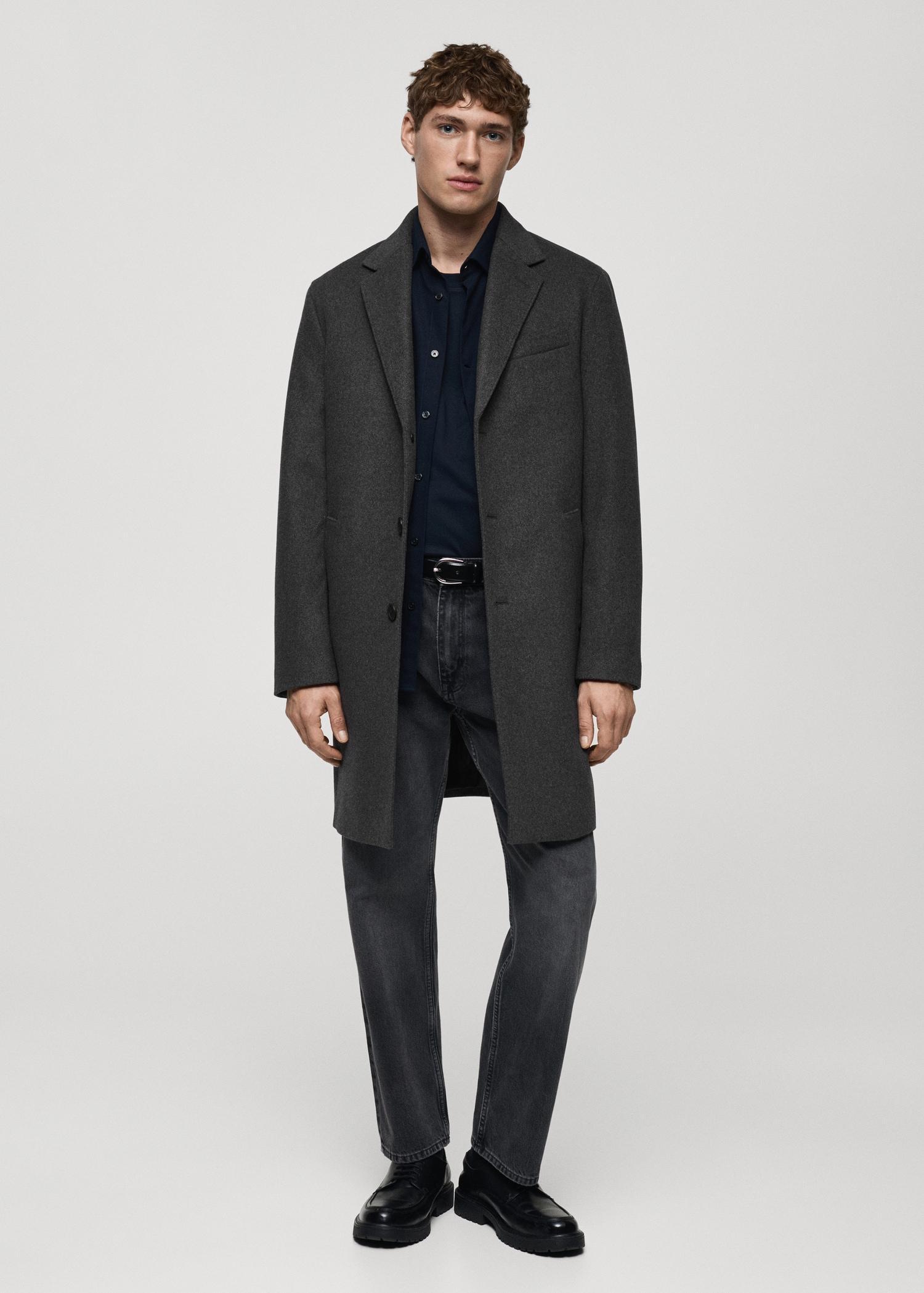 Long recycled wool coat - Men | MANGO USA Product Image