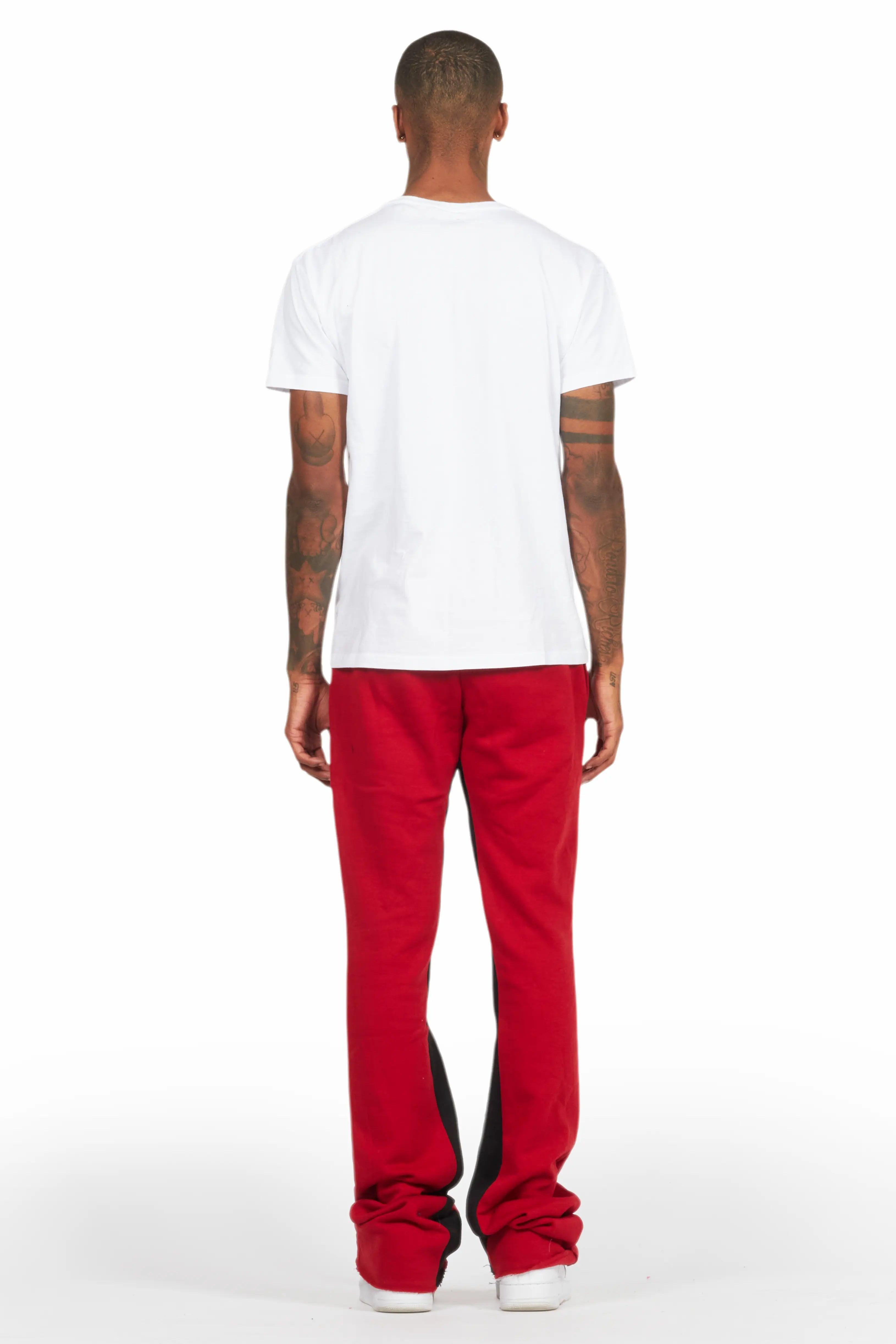 Uko Burgundy Stacked Baggy Track Pant Male Product Image