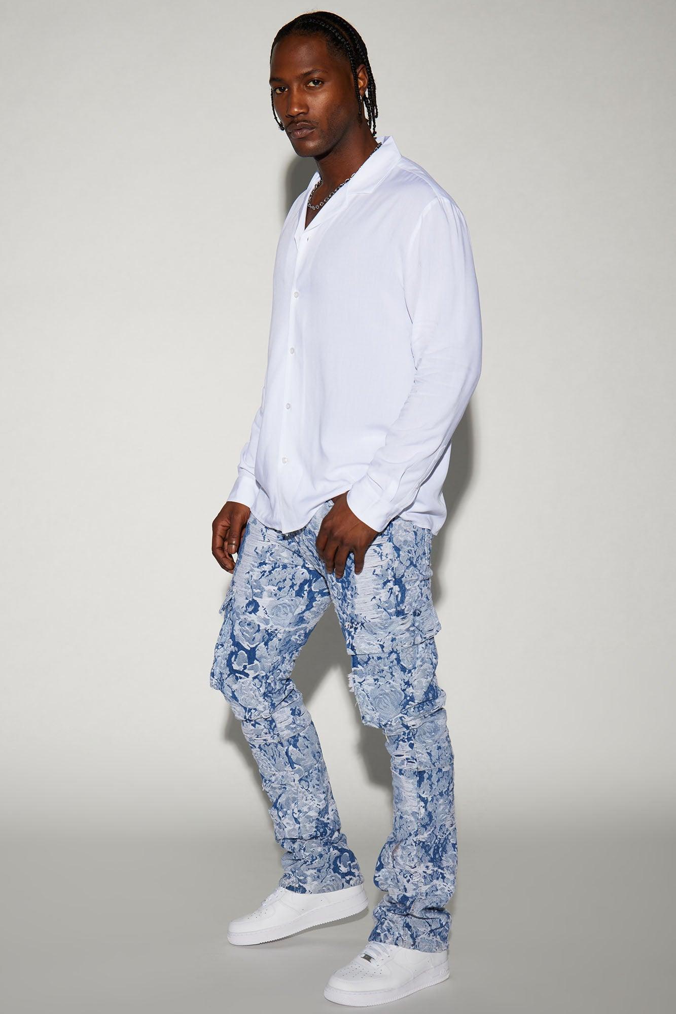 Inspired Stacked Skinny Flare Jeans - Light Blue Product Image