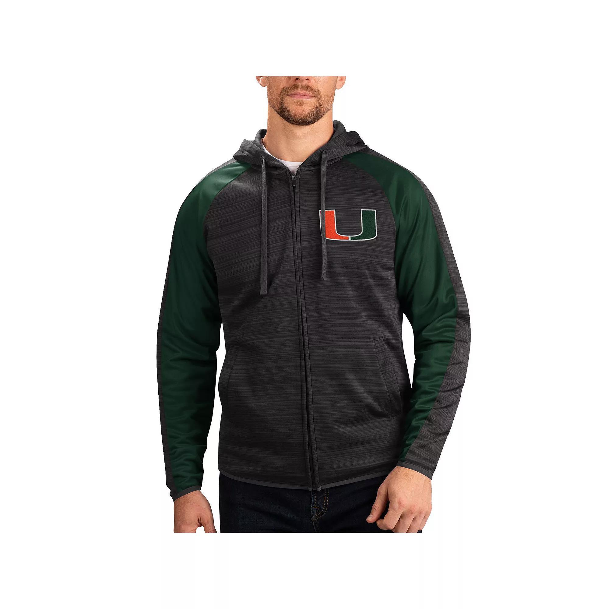 Men's G-III Sports by Carl Banks Black Miami Hurricanes Neutral Zone Raglan Full-Zip Track Jacket Hoodie,  Product Image