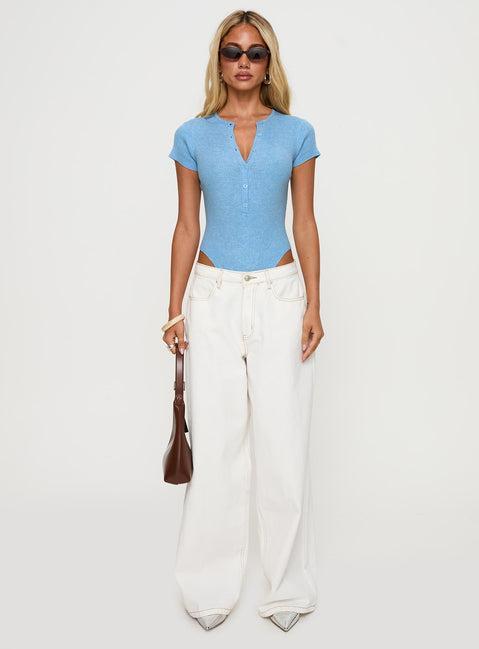 Kerra Short Sleeve Bodysuit Blue Product Image