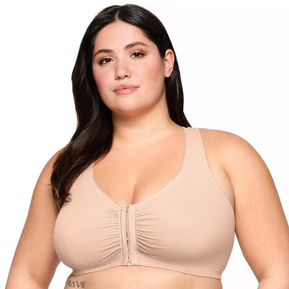 Plus Size Glamorise Full-Figure Complete Comfort Wire-free Cotton T-Back Bra 1908, Women's, Size: 42 Dd/Ddd, White Product Image