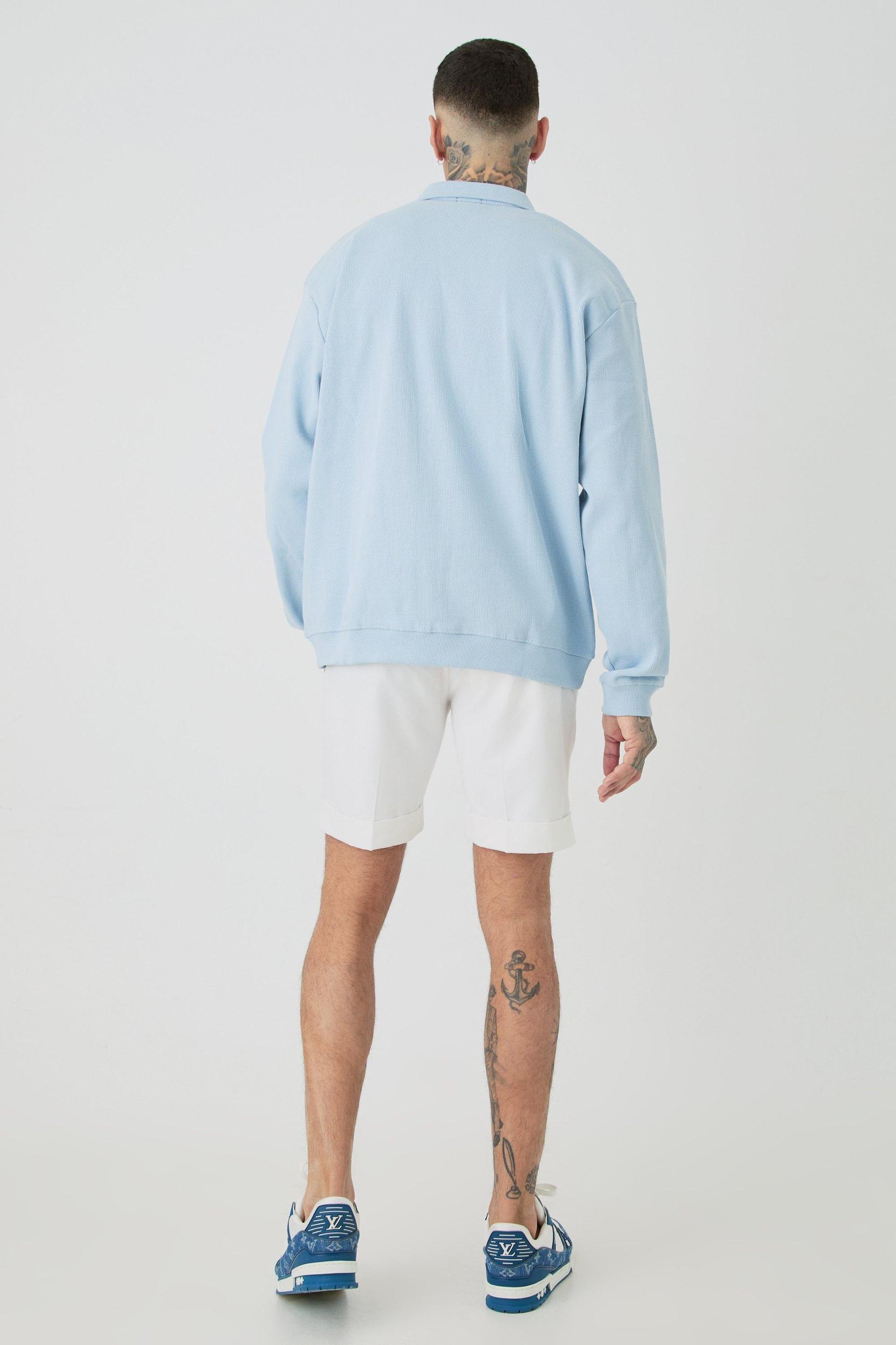 Tall Oversized Heavyweight Ribbed Jacket | boohooMAN USA Product Image