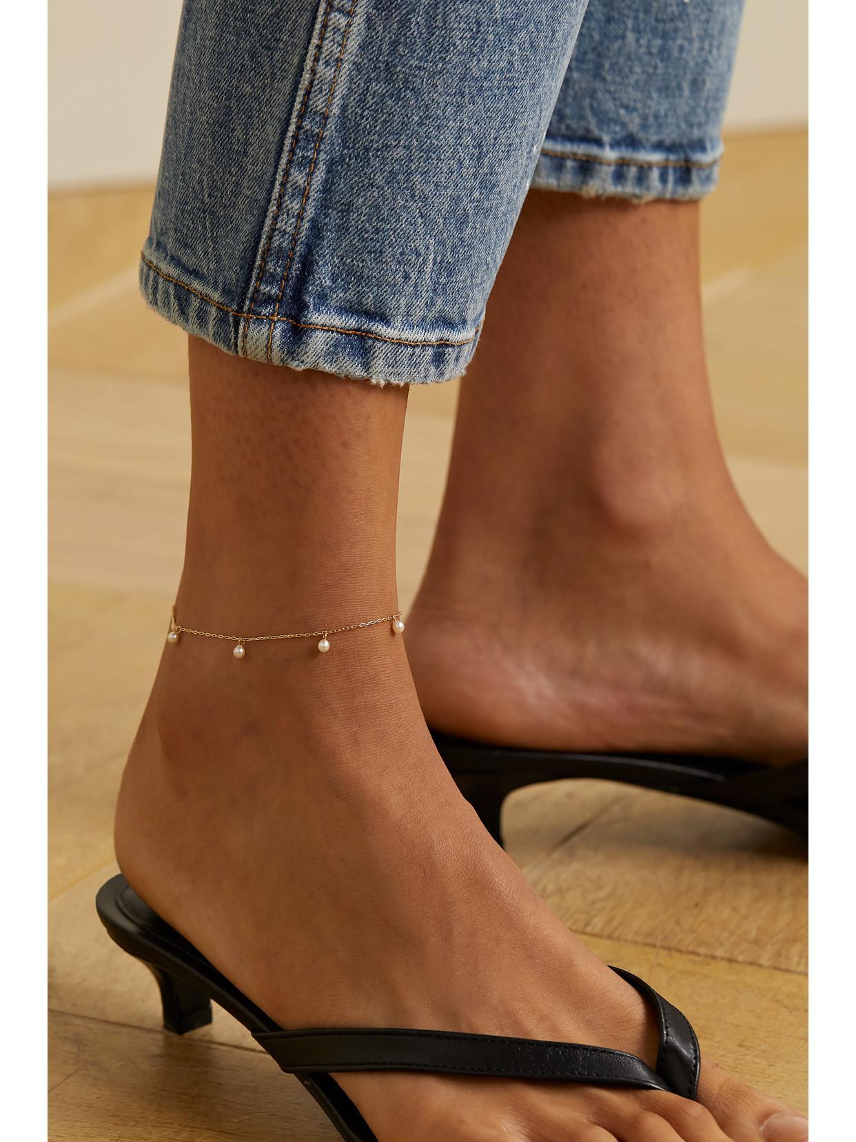 MIZUKI 14-karat Gold Pearl Anklet Product Image