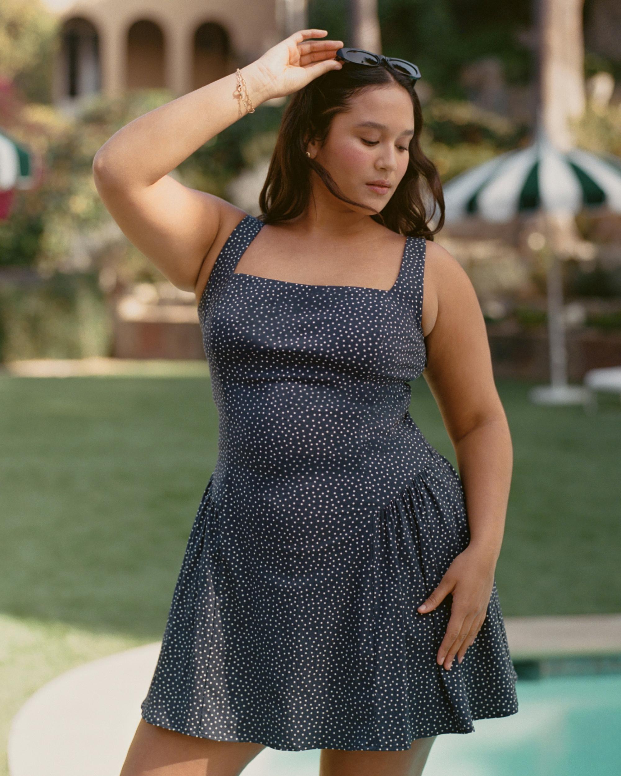 The A&F Mila Dipped-Waist Stretch Mini Dress Product Image