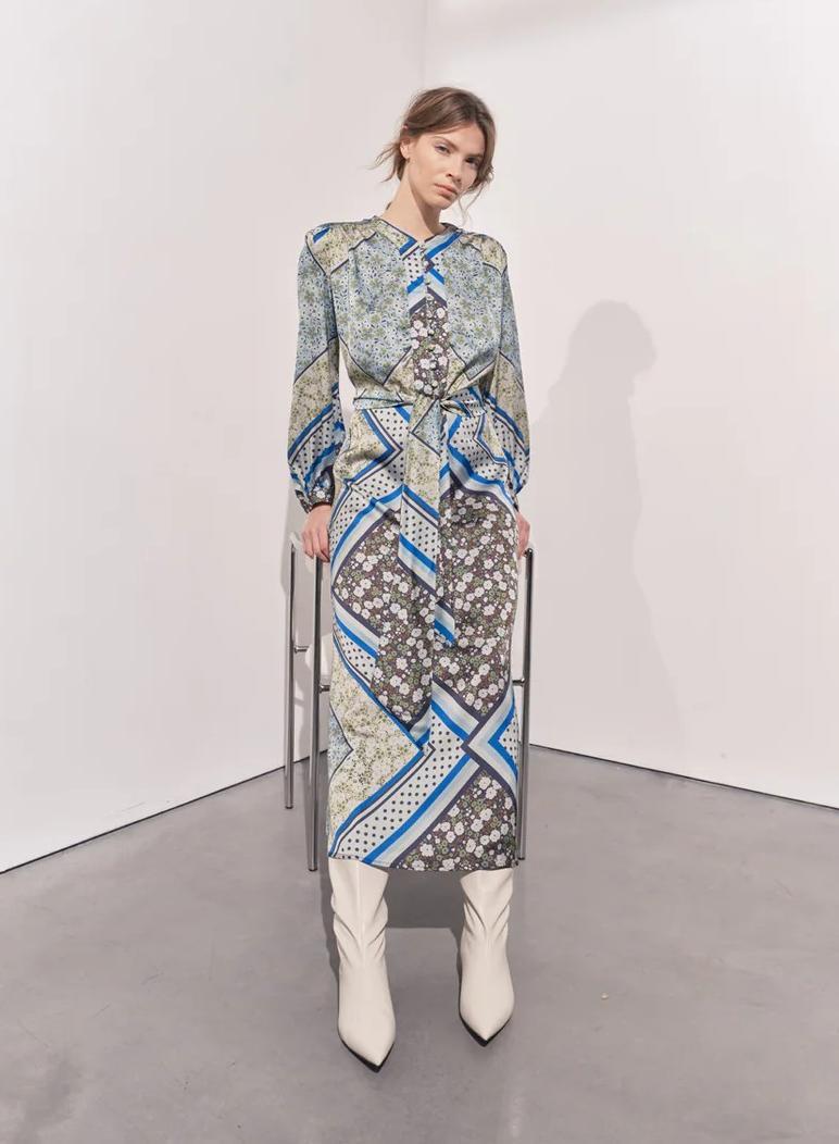 Alida Green Scarf Print Maxi Dress Product Image