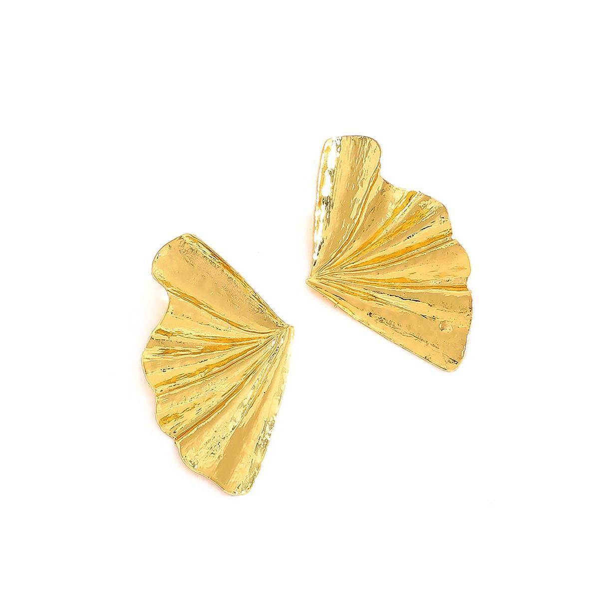 Sohi Womens Gold Metallic Ripple Drop Earrings Product Image