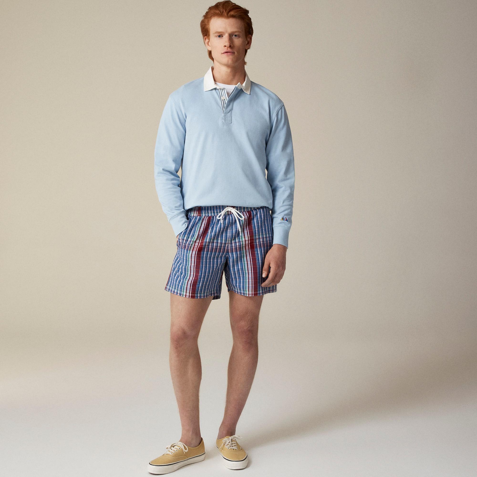 6" swim trunk in seersucker plaid Product Image