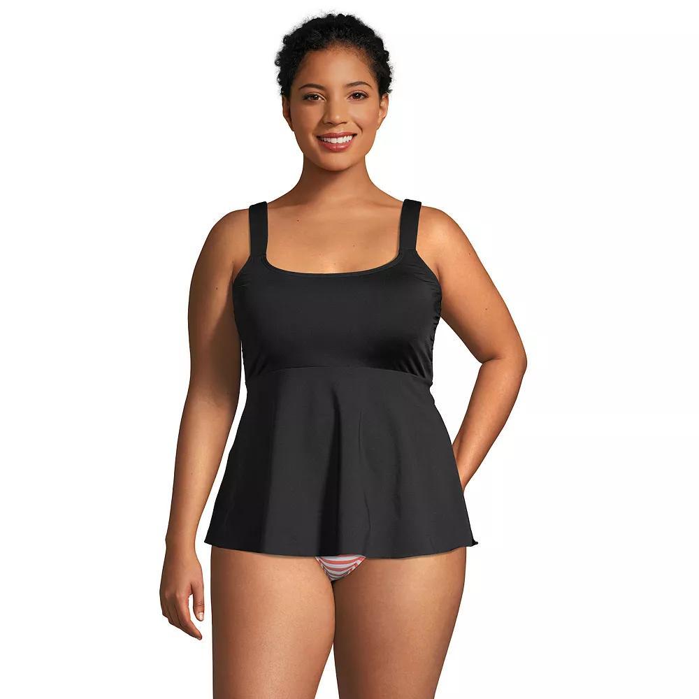 Plus Size Lands' End DD-Cup Flutter Tankini Swim Top, Women's, Size: 2XL, Black Product Image