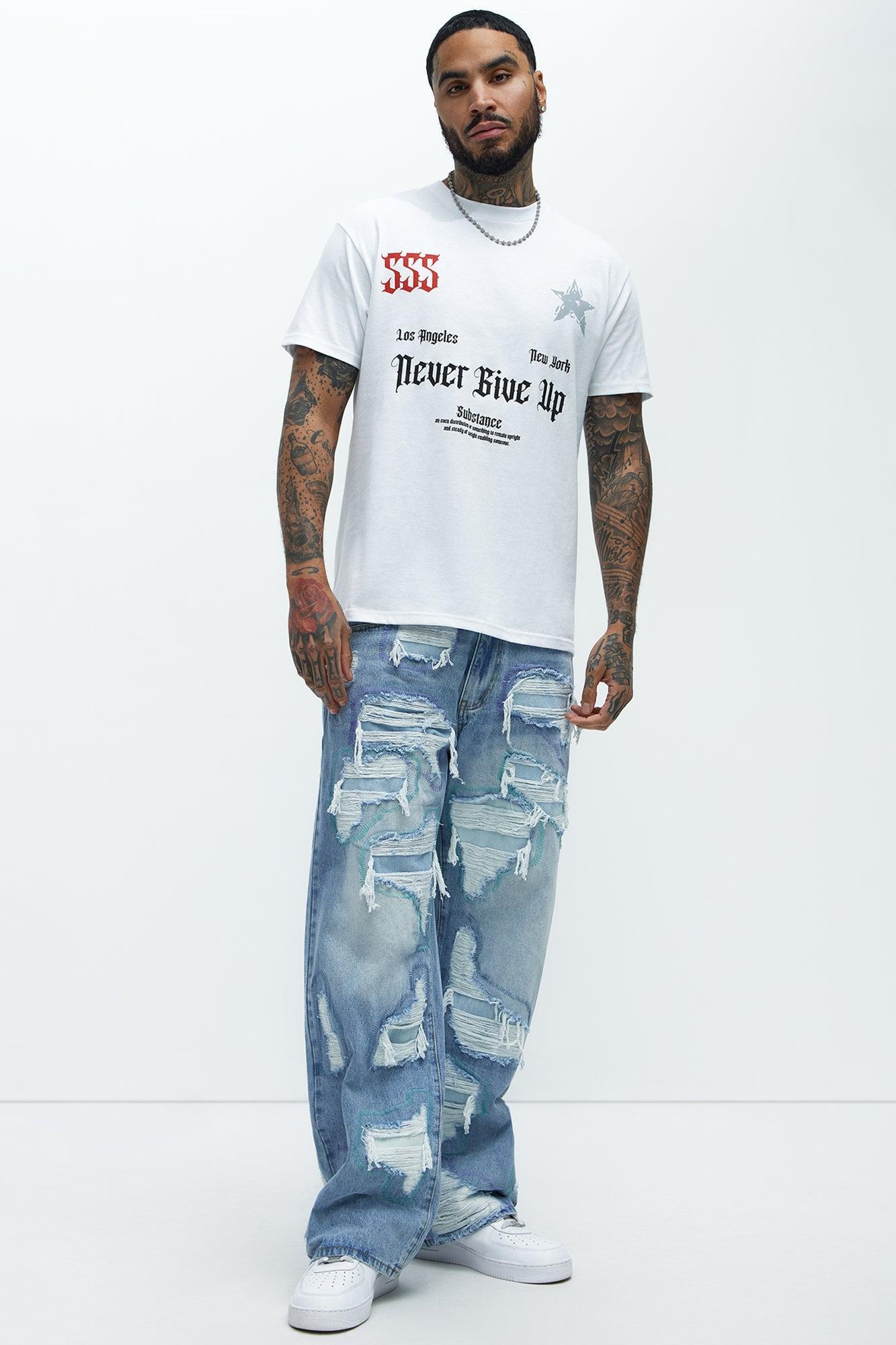 Never Give Up 555 Short Sleeve Tee - White Product Image