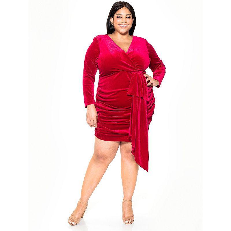 Plus Size Alexia Admor Velvet Faux-Wrap Dress, Womens Product Image