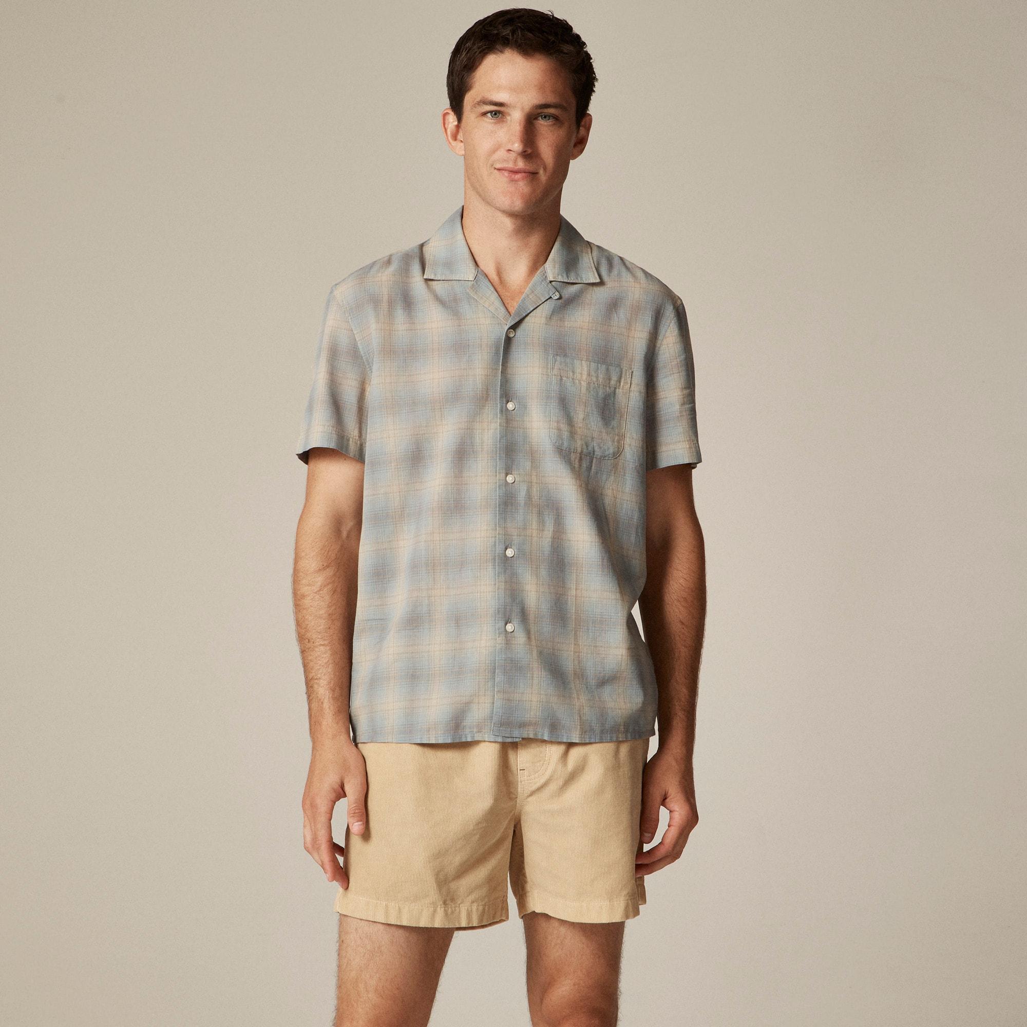 Short-sleeve cotton gauze camp-collar shirt Product Image