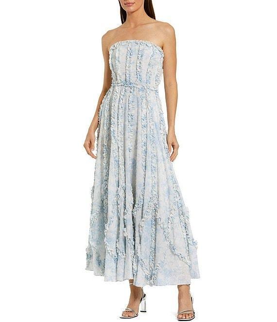 Mac Duggal Strapless Floral Ruffled Gown Product Image