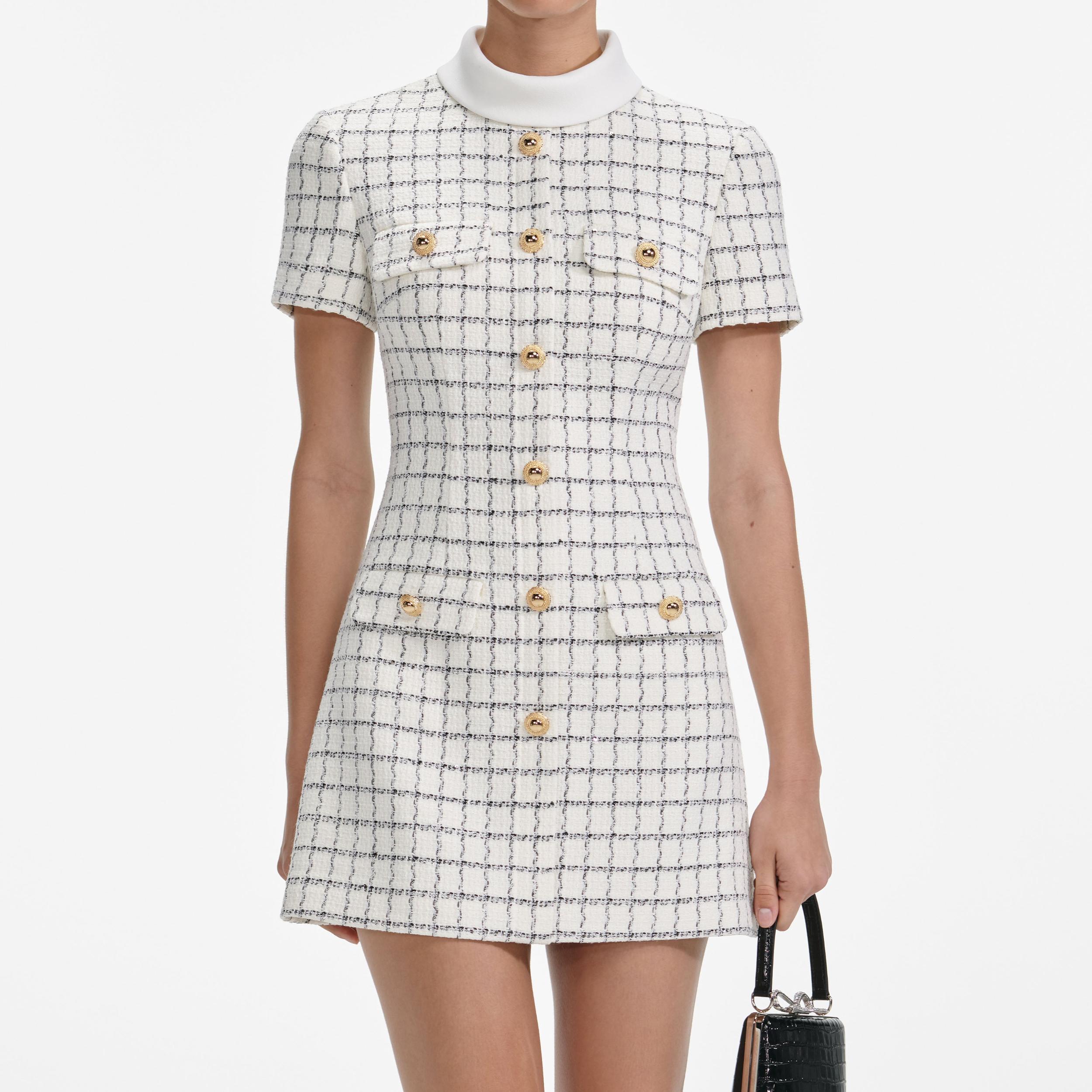Check Boucle Mini Dress Product Image