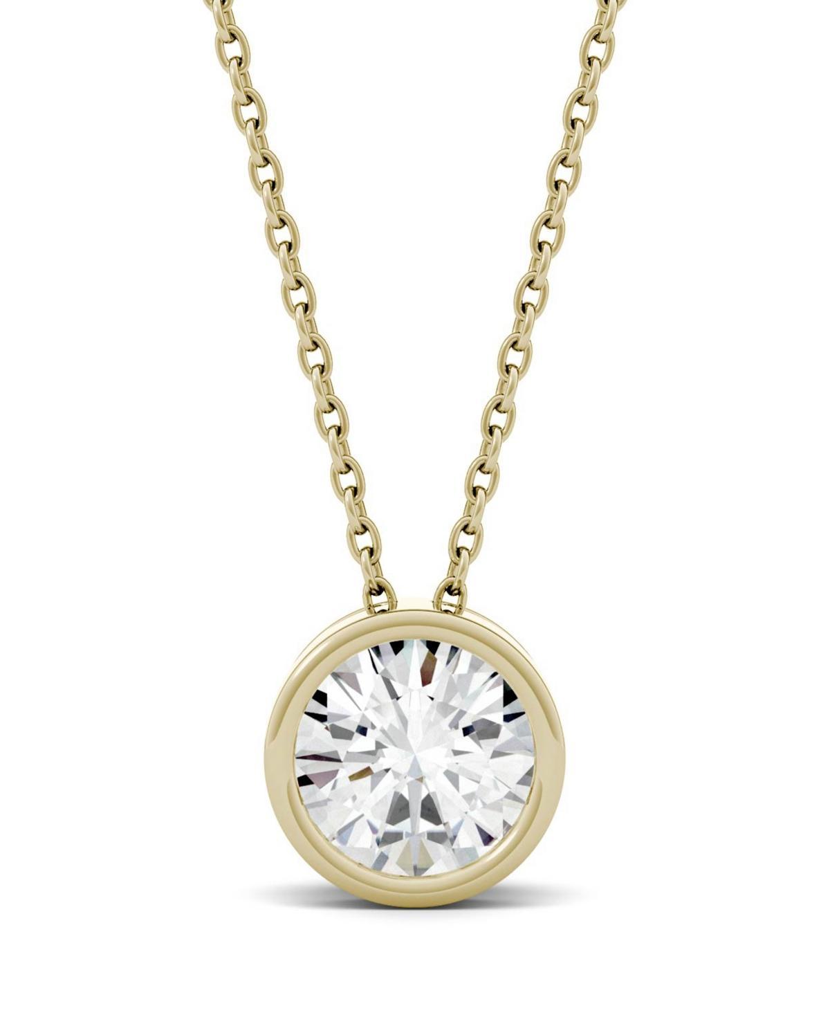 14k Gold 1/2 Carat T.W. Lab-Created Moissanite Bezel Solitaire Pendant Necklace, Womens, White Product Image