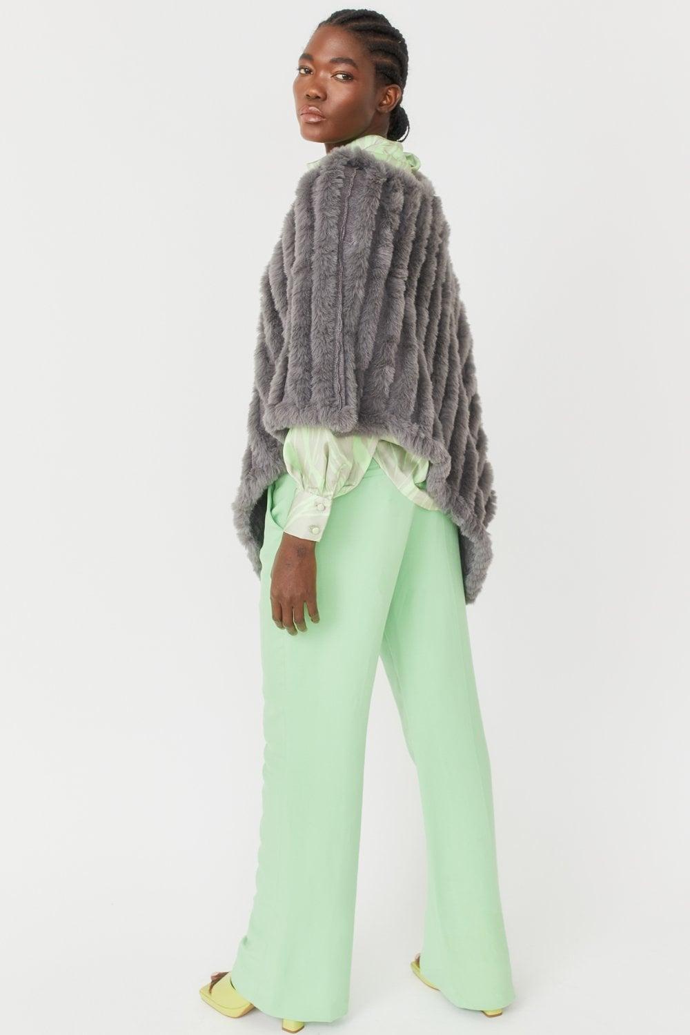 Grey Faux Fur Poncho Product Image