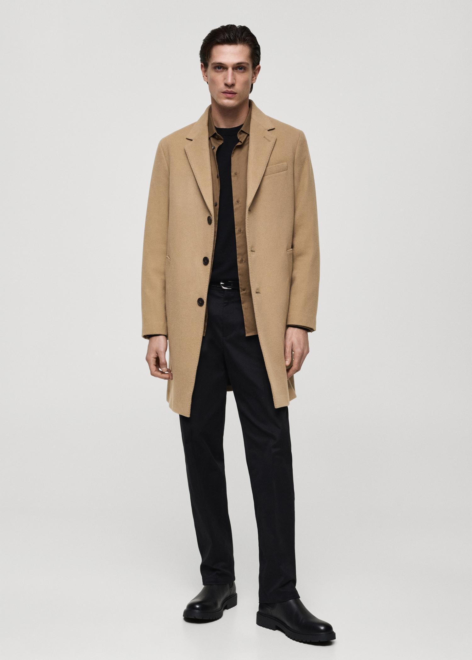 Long recycled wool coat - Men | MANGO USA Product Image