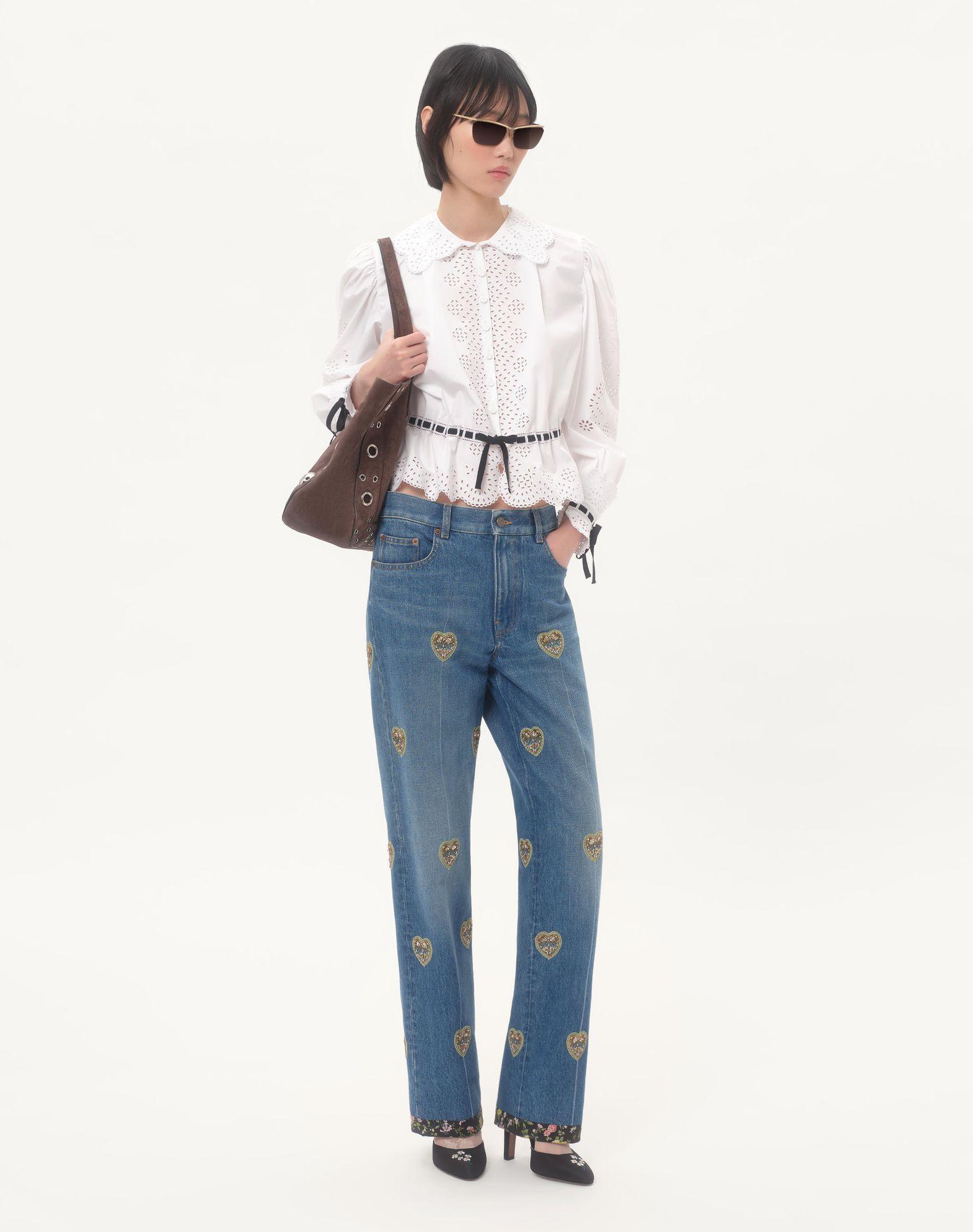 Embroidered Denim Pants Product Image