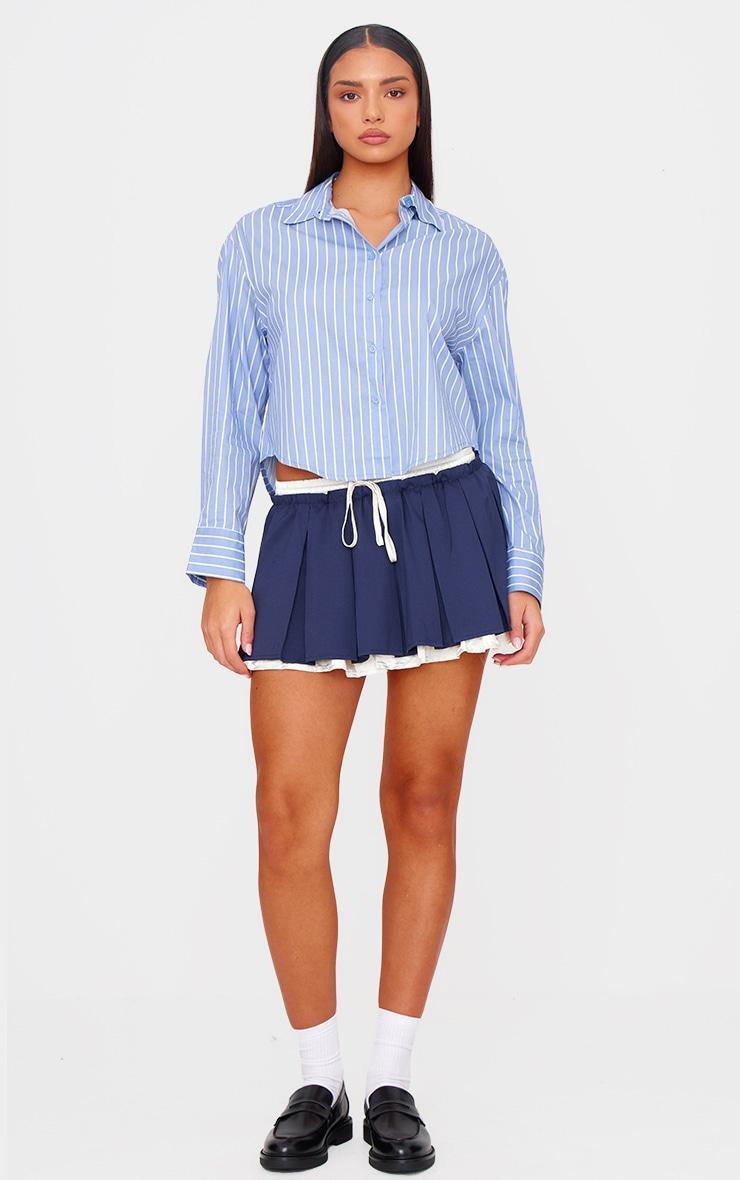 Blue Striped Contrast Collar Shirt Product Image