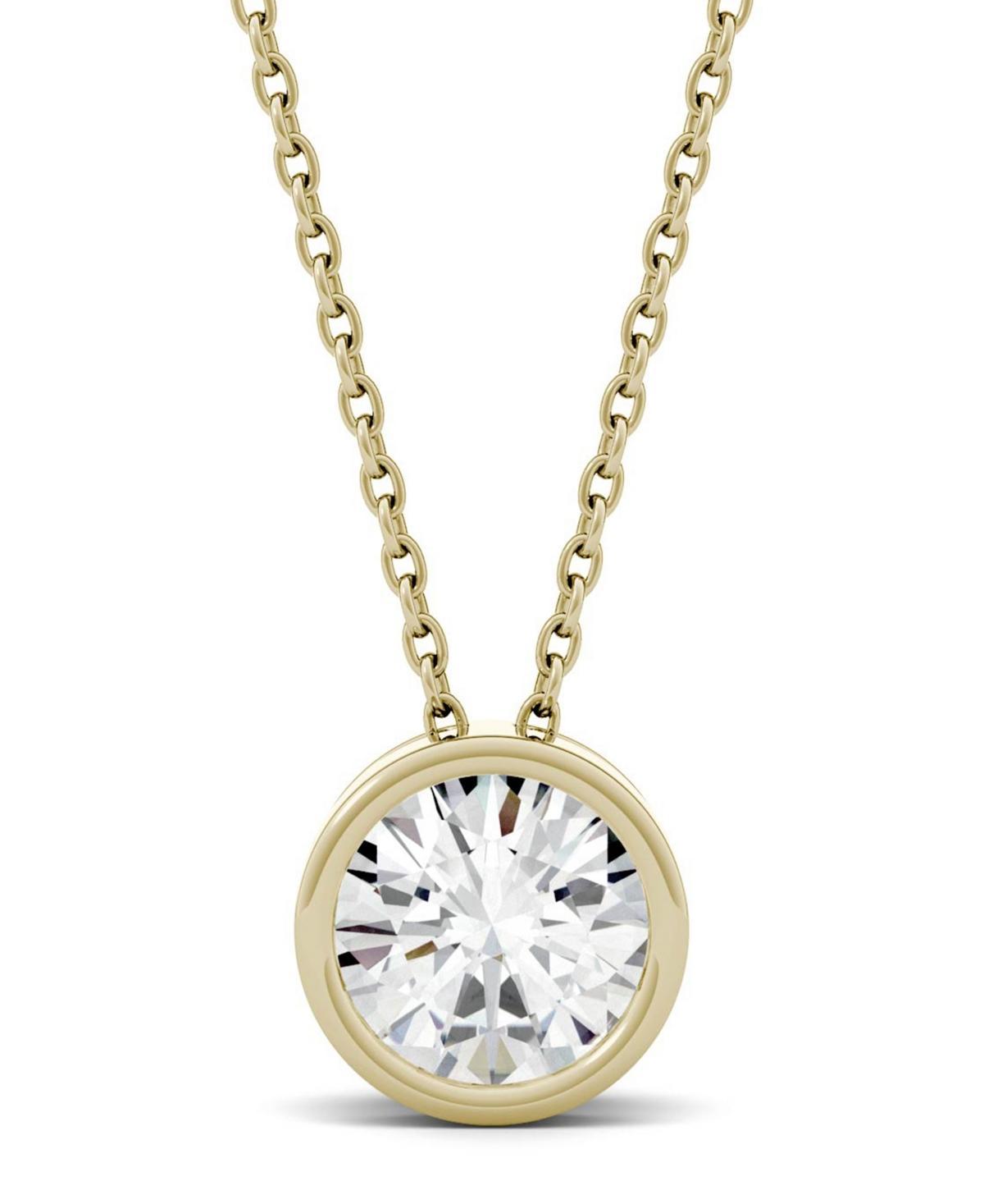 14k Gold 1/2 Carat T.W. Lab-Created Moissanite Bezel Solitaire Pendant Necklace, Womens, White Product Image