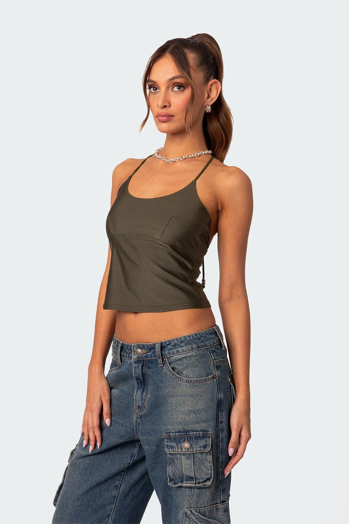 Sara Back Cut Out Halter Top Product Image
