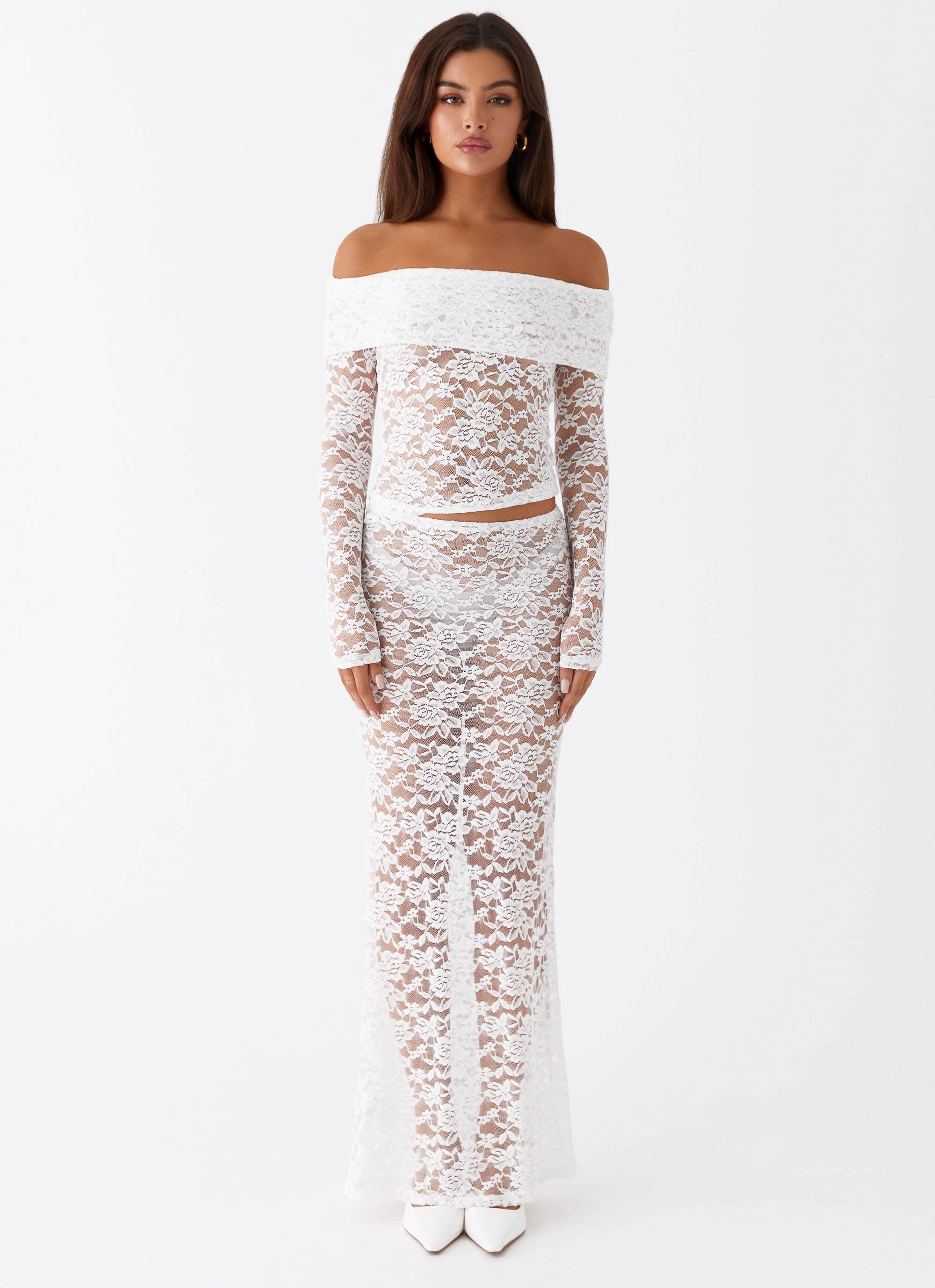 Zephyra Lace Maxi Skirt - White Product Image