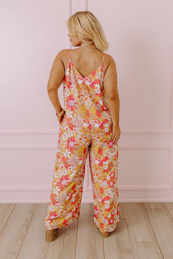 Casually Chic Floral Jumpsuit in Primrose Yellow Curves Product Image